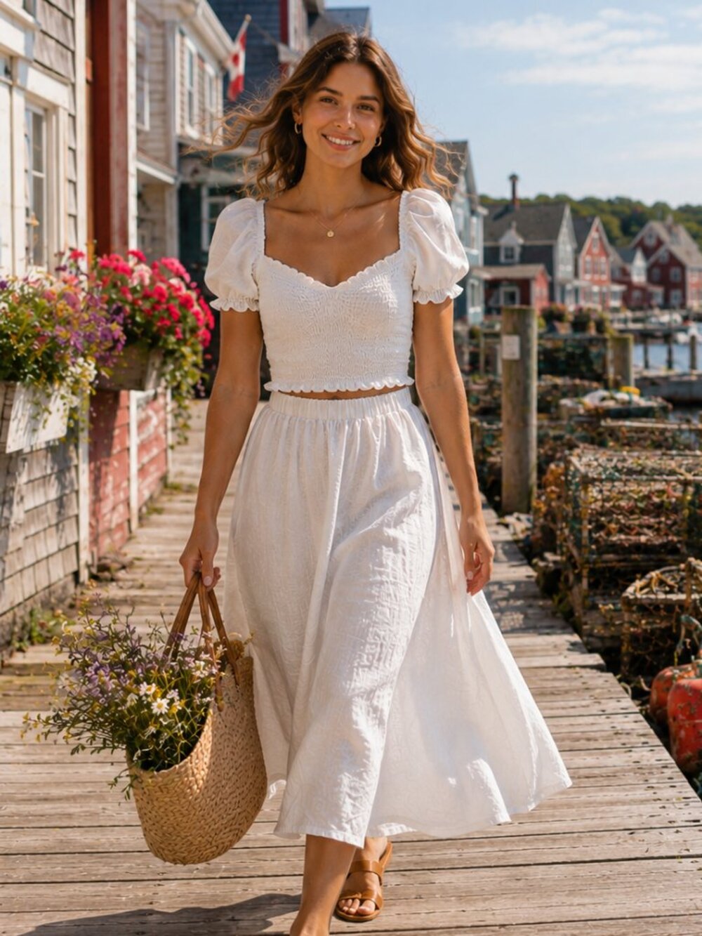 Abercrombie Fitch White Linen Blend Puff Sleeve Smocked Crop Top XS Boho Top